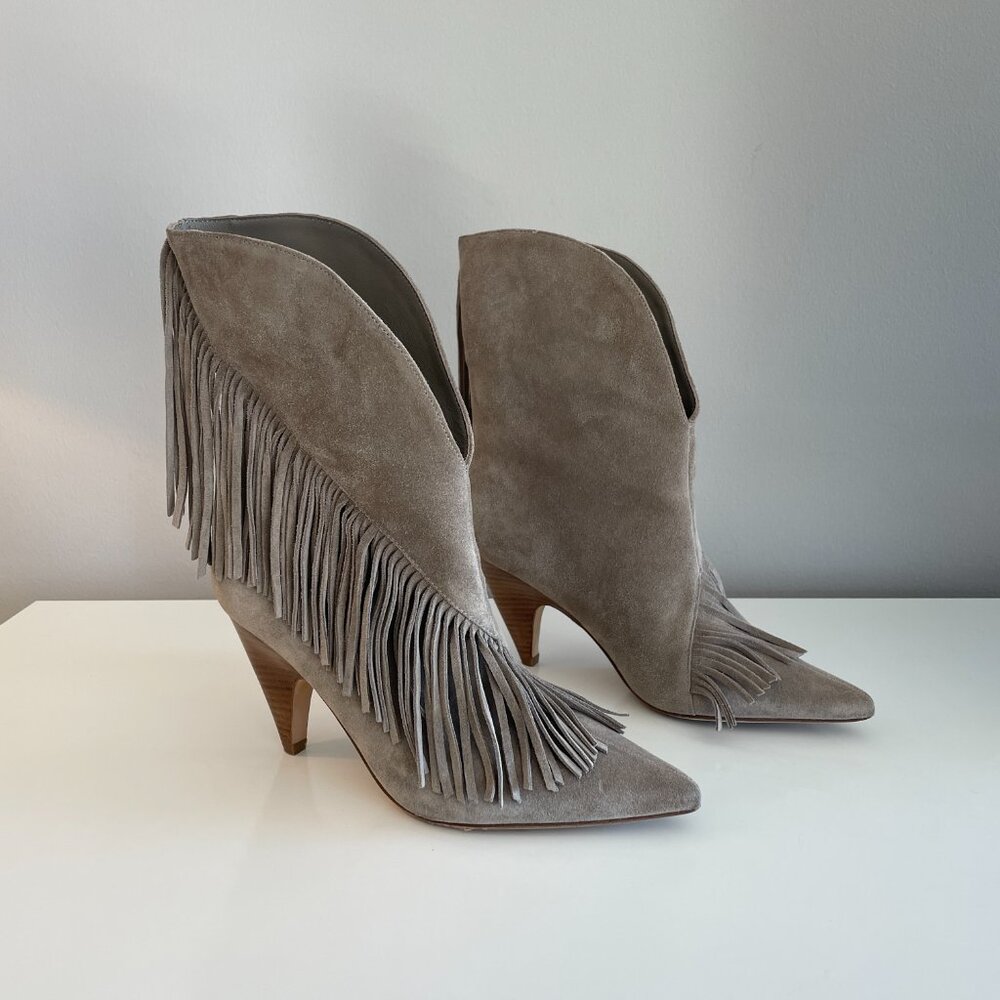 SIGERSON MORRISON Suede Fringe Western Boots | Taupe | Great Condition - Picture 5 of 7